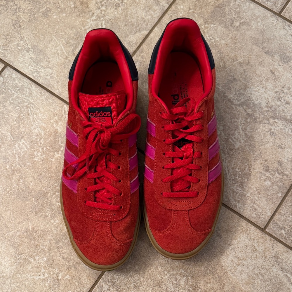 Adidas Women’s Patflorm Red and Pink Sneakers